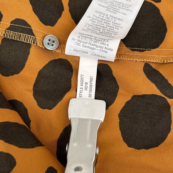 J. Crew Long Sleeve Ruffle Front Wavy Dots Popover Blouse Yellow & Black Women S - Picture 12 of 16